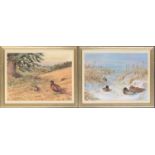 After C. Stanley Todd, pheasants in a landscape 1974, and ducks and rest 1975, each with pencil