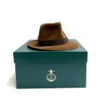 A Pakeman Catto & Carter brown felt racing trilby, size 7, in original box