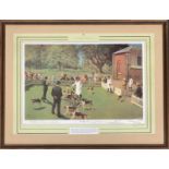 After Terence Cuneo, 'The Puppy Show', signed in pencil by the artist and members of the hunt,