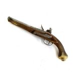 A replica flintlock pistol, engraved barrel