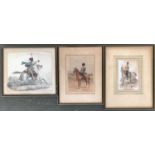Three 19th century colour engravings depicting Cavalry uniforms: 'The Honourable Artillery Company',