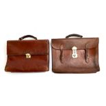 A Lancaster Paris gent's brown leather briefcase with fitted interior and brass fittings, 38x29;