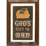 An early 20th century embroidery 'God's Gift to Man', 44x26cm