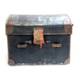 A Victorian canvas domed travel trunk, made at the Army & Navy co-operative limited, with