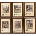 A set of six colour prints, 'The Huntsman's Alphabet'; together with one other colour print, the '