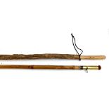 A pair of wading staffs, one bamboo, brass and lead (2)