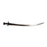 An Indian Talwar sword with curved shamshir 80cm blade, fullered and stamped