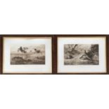 After Archibald Thorburn, two black and white engravings of pheasant and grouse drives, each 30x45cm