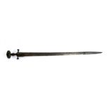 An Indian Talwar sword with single edges straight 85cm blade