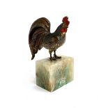 An Austrian cold painted figure of a cockerel, atop an onyx plinth, 17.5cmH