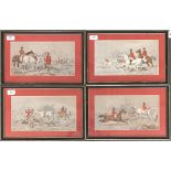 Four colour prints of fox hunting scenes after Herring snr, each 16.5x31cm; together with one
