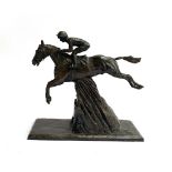 A bronze study of a steeplechaser, marked SE to base, 2000, 24cm high