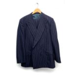 A Harrods by Chester Barrie wool double breasted pinstripe suit, 44" chest, the trousers with