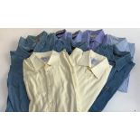 A box of 10 shirts, 17/17 1/2 " collars, to include Hawes & Curtis, Levis Denim, Peter Christian