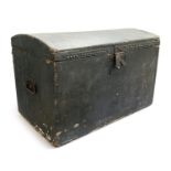 A Victorian pine dome top travel trunk by W. Rose Trunk, Box, Portmanteau and Carpet Bag