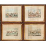 After Henry Alken, four 19th century coloured engravings of fox hunting scenes