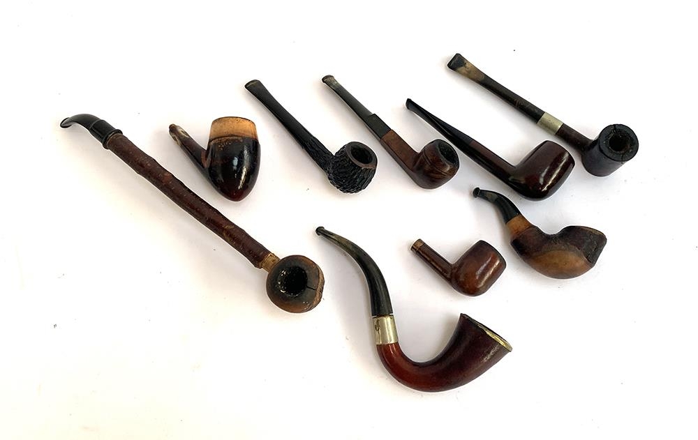 A collection of pipes, to include silver mounted Imperial ITC pipe; A Sherlock Holmes style pipe