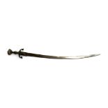 An Indian Talwar sword with curved shamshir blade, the blade 78cm long