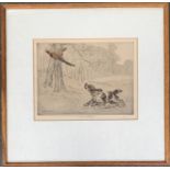 George Vernon Stokes (1873-1954), study of a springer spaniel chasing a cock pheasant, colour
