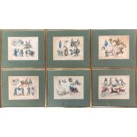 After H. Alken, a set of six 19th century colour engravings, 'Symptoms', each 20x27cm (6)