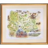 A framed print of the Portman Hunt Country, no. 116/200, signed by the artist Tom Nutbeem, and the