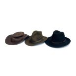 Two wool felt hats from Christy's & Co., London; together with a Barmah hat, extra larger (3)