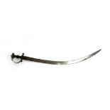 An Indian Talwar sword with curved blade, the blade 77cm long