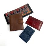 A Liberty ladies wallet, together with a Salvatore Ferragamo wallet in brown leather; a Dior card