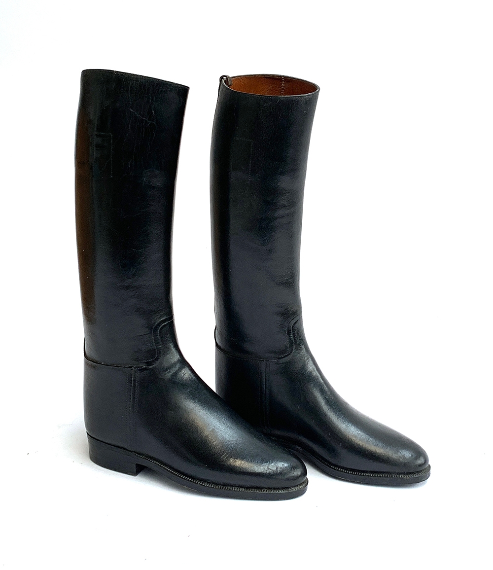 A pair of miniature black waxed calf gent's boots for display purposes, possibly Maxwell, 34cm high - Image 2 of 2