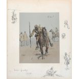 Snaffles (Charles Johnson Payne, 1884-1967), Yi-hai! Indian Cavalry, colour print with remarques and