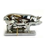 A Louis Lejeune pig car mascot marked LL to the base, 11.5cm long