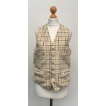 A Foxley tattersall check wool hunting waistcoat with rear fastening
