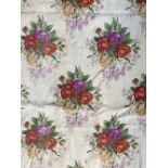 A pair of floral curtains, lined, 200cm drop, 120cm wide ungathered; together with two further