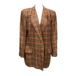 A Daks size 14 ladies double breasted tweed jacket; together with a Louis Ferraud white linen jacket