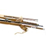Allcocks two piece cane spinning rod in original bag; Shakespeare Mentor telescopic spinning rod