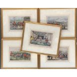 After John Leech, a set of five framed colour prints from 'Mr Jorrocks', each 12x18cm