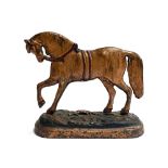 A 19th century coast iron painted doorstop in the form of a horse, 23cm high