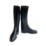 A pair of miniature black waxed calf gent's boots for display purposes, possibly Maxwell, 34cm high