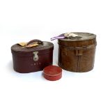 A vintage Antler ladies travel case together with a leather ring box and a metal hat box together (