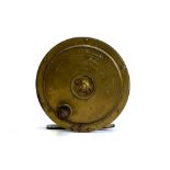 F.T Williams & Co Makers 10 Gt Queen St London WC brass combination salmon reel: 4.5" dia, tapered