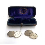 A pair of silver cufflinks, engraved The Ritz, Picadilly London, initialled NJP, London 1993