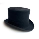 A Lock & Co., black top hat (hunter), size 7 1/4 approx., 20x16.5cm