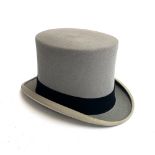 A Herbert Johnson grey top hat, approx. size 7 1/4, 20.5x16.5cm