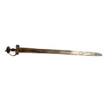 Indian Talwar Sword with straight blade, with applied worked gilt metal decoration, the blade 76cm