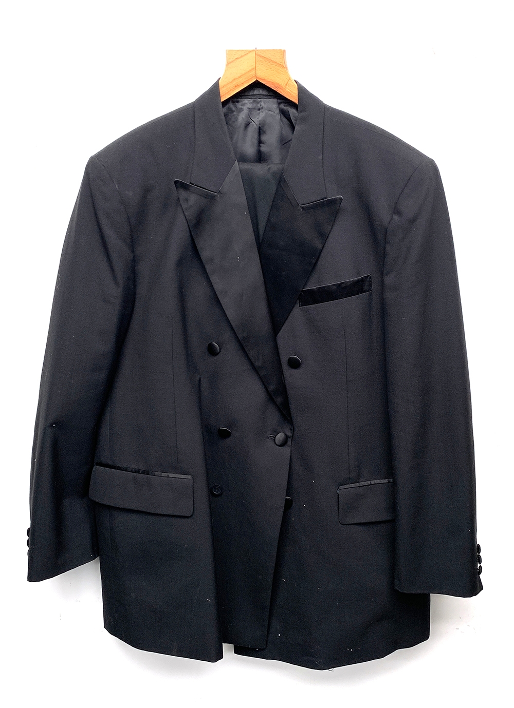 A double breasted dinner jacket and trousers, tailors by Bobbies Fashions Hong Kong; together with a