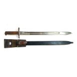 A Swiss M1914 sawback bayonet, marked 'Waffenfabrik Neuhausen' to ricasso, blade length 48cm, in