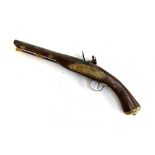 A 19th century flintlock pistol, marked London 1846, the barrel marked 'Tower 1870'