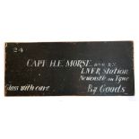 A vintage blackboard marked Captain H.E Morse 97x40cm
