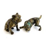 Two brass figures of bulldogs, the tallest 8cmH