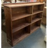 A pine bookshelf, two sets of three shelves, 122x83cmH